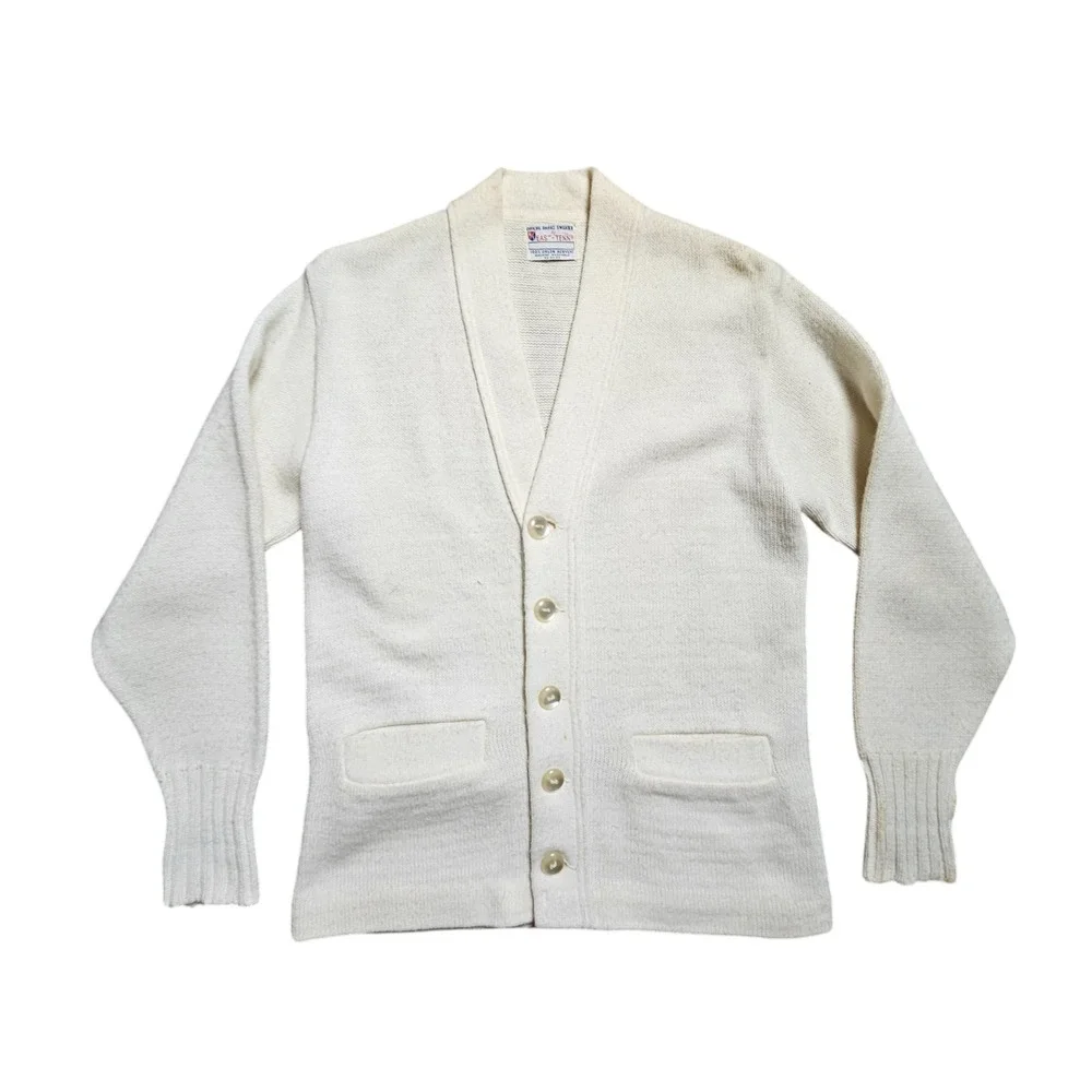 Vintage East-Tenn Orlon Acrylic Cardigan Sweater Mens S Button Up Grandpacore‎